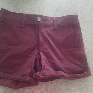 American eagle Dark red mid rise twil shorts